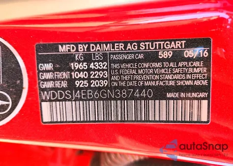 2016 Mercedes-Benz Cla 250 z USA, uszkodzony, nr VIN WDDSJ4EB6GN387440